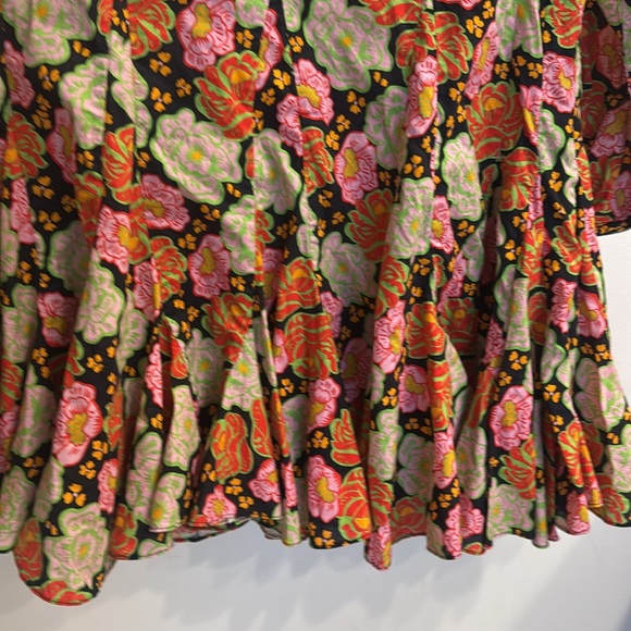 RHODE Ella Floral-Print Cotton Mini Dress size xs missing belt - Picture 5 of 10